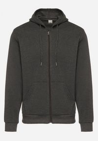 Born2be - Ciemnoszara Rozpinana Bluza z Bawełną i Kapturem Typu Oversize Diosa. Okazja: na co dzień. Kolor: szary. Materiał: bawełna. Sezon: wiosna, jesień. Styl: klasyczny, casual