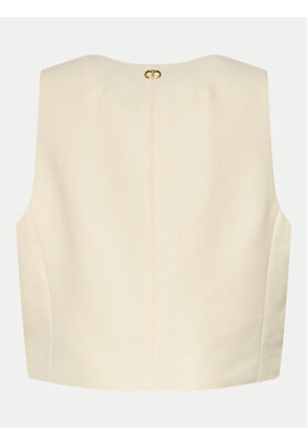 TwinSet - TWINSET Kamizelka garniturowa 241TT2100 Écru Slim Fit. Materiał: wiskoza