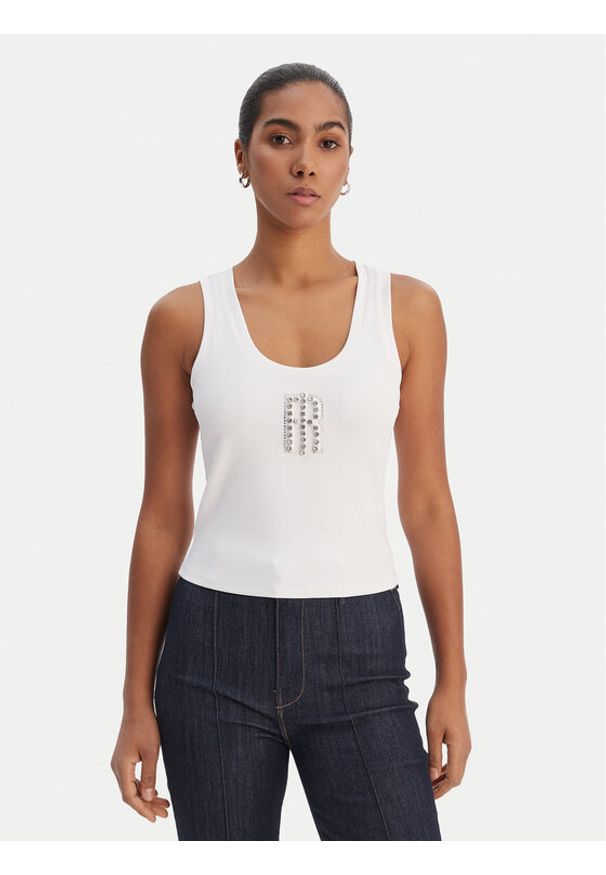 Fracomina Top FP26ST2003J42701 Biały Slim Fit. Kolor: biały. Materiał: syntetyk