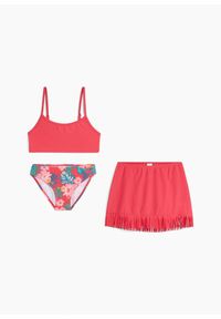 bonprix - Bikini + spódniczka (3 części). Kolor: różowy