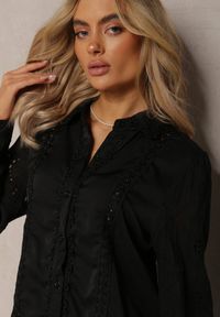 Renee - Czarna Koszula w Stylu Boho z Ozdobnym Haftem Anvia. Kolor: czarny. Wzór: haft. Styl: boho #5