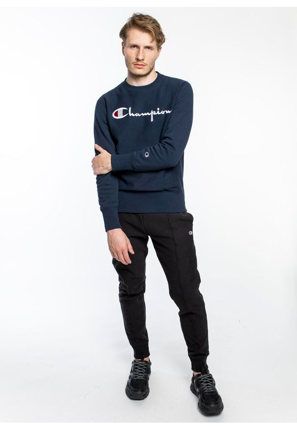 Bluza męska Champion Premium Reverse Weave Fleece Sweatshirt (215160-BS501). Kolor: niebieski. Materiał: materiał. Styl: sportowy, elegancki