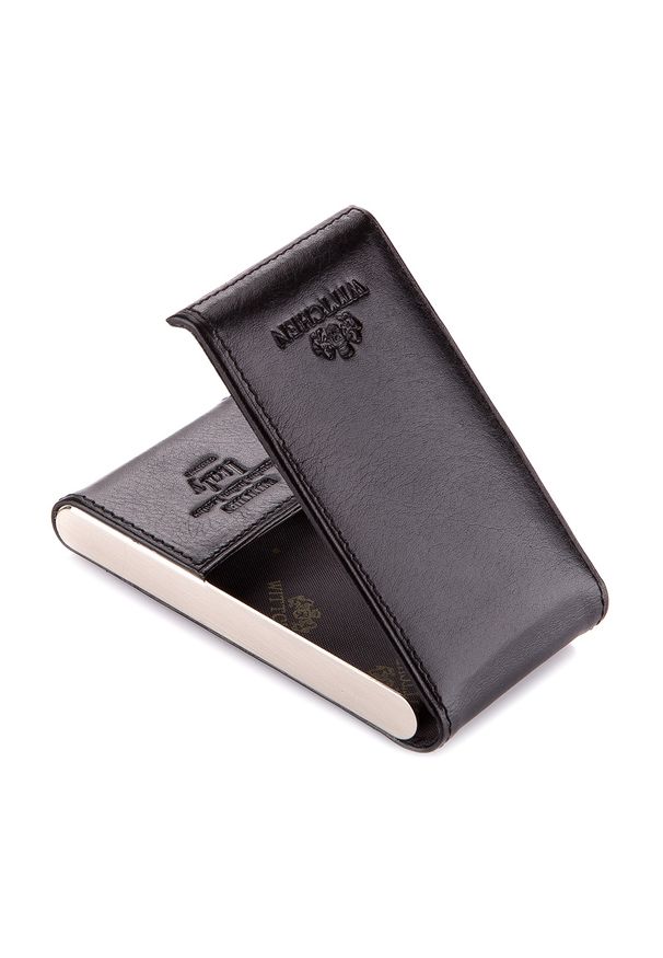 Wittchen - Etui na wizytówki ze skóry twarde. Kolor: czarny. Materiał: skóra