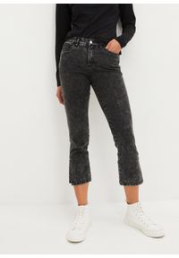 bonprix - Dżinsy Straight ze sretchem, mid waist, cropped. Kolor: czarny