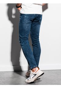 Ombre Clothing - Spodnie męskie jeansowe SKINNY FIT P1007 - granatowe - XL. Kolor: niebieski. Materiał: jeans. Styl: klasyczny #3