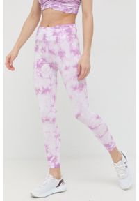 DKNY - Dkny legginsy damskie kolor fioletowy wzorzyste. Stan: podwyższony. Kolor: fioletowy. Materiał: skóra, materiał