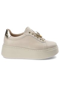 Beżowe Sneakersy Karino Modne Obuwie Damskie. Okazja: na co dzień. Kolor: beżowy. Materiał: materiał #3