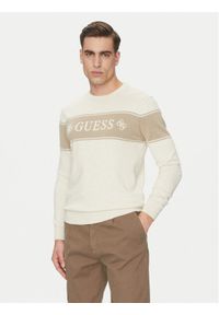 Guess Sweter M5GR05 Z3MI1 Beżowy Regular Fit. Kolor: beżowy. Materiał: bawełna