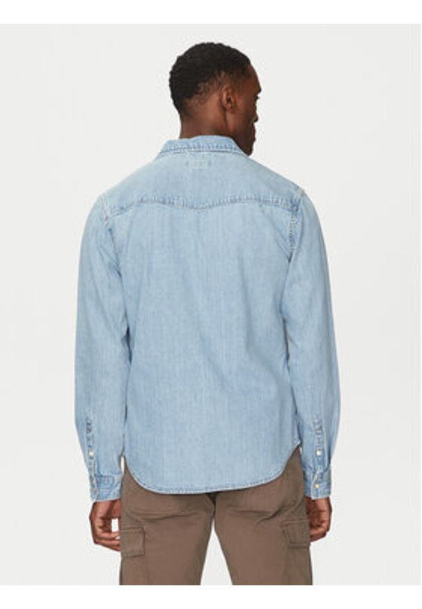 Guess Jeans Koszula M5RH55 D5M82 Niebieski Regular Fit. Kolor: niebieski. Materiał: bawełna