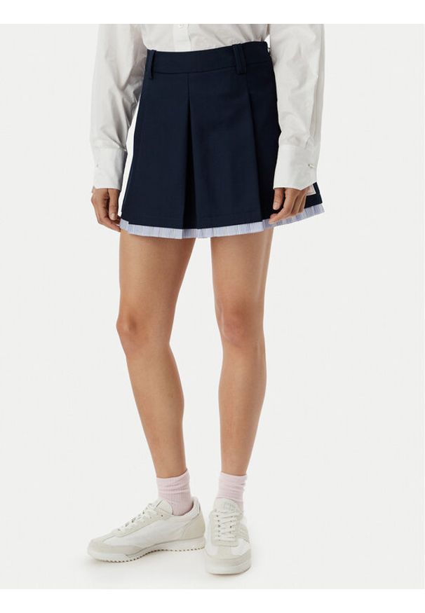 Tommy Jeans Spódnica trapezowa Varsity Pleated DW0DW22758 Granatowy Regular Fit. Kolor: niebieski. Materiał: syntetyk