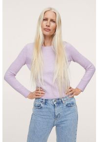 mango - Mango Sweter Elsa damski kolor fioletowy. Okazja: na co dzień. Kolor: fioletowy. Długość rękawa: długi rękaw. Długość: długie. Styl: casual #1