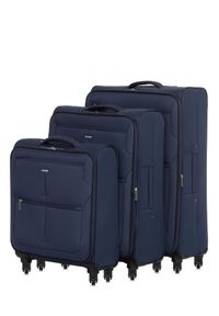 Ochnik - Komplet walizek na kółkach 19'/24'/28'. Kolor: niebieski. Materiał: nylon, materiał, poliester