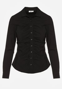 Renee - Czarna Marszczona Koszula z Bawełną Avenarie. Okazja: na spotkanie biznesowe. Kolor: czarny. Materiał: bawełna. Styl: biznesowy, klasyczny #7