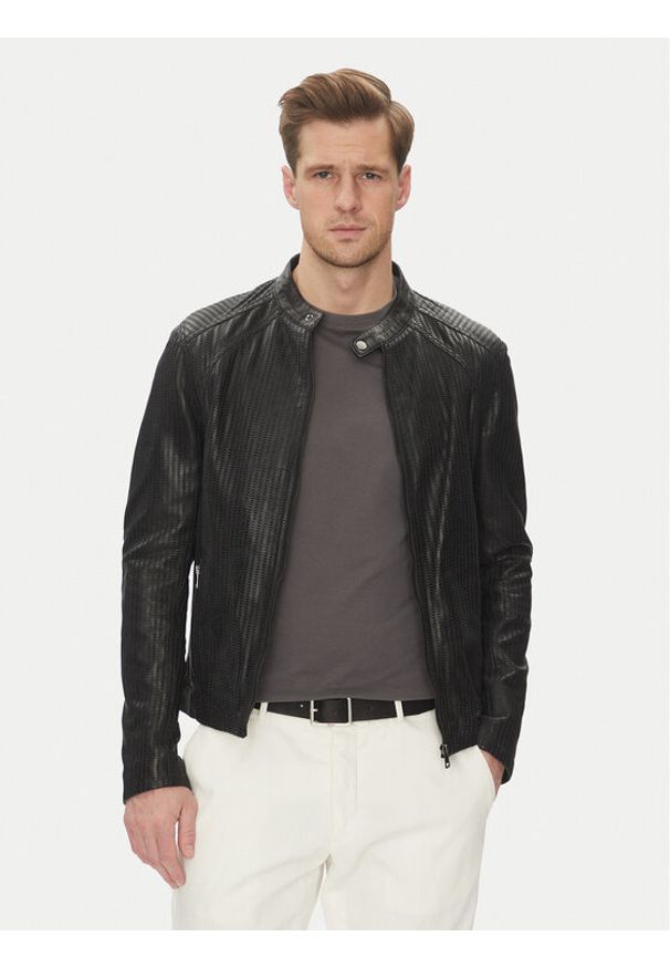 Serge Pariente Kurtka skórzana Leni Czarny Slim Fit. Kolor: czarny. Materiał: skóra