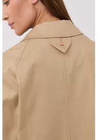 VICTORIA BECKHAM - Victoria Beckham płaszcz damski kolor beżowy przejściowy oversize. Kolor: beżowy. Materiał: tkanina. Długość rękawa: raglanowy rękaw. Wzór: gładki #4