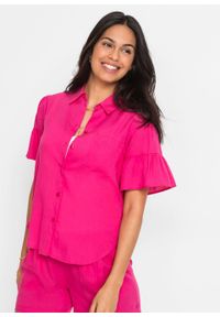 Bluzka z rękawami z falbanami bonprix różowy "pinklady". Kolor: różowy. Styl: elegancki #4