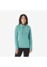 quechua - Bluza turystyczna damska Quechua NH100. Typ kołnierza: kołnierzyk stójkowy. Kolor: zielony. Materiał: materiał, poliester, bawełna. Sport: turystyka piesza