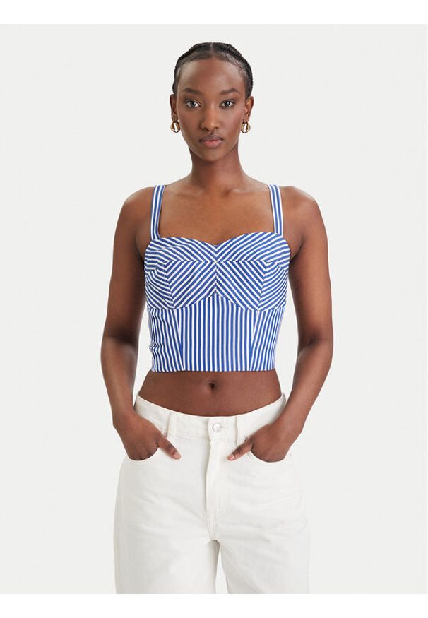 Guess Top W6GH38 W1848 Niebieski Regular Fit. Kolor: niebieski. Materiał: bawełna