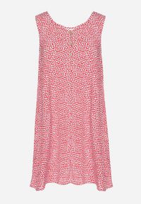 Born2be - Czerwona Bawełniana Rozkloszowana Sukienka Ozdobiona Kwiatami i Guzikami Lisavella. Okazja: na spacer, na co dzień. Kolor: czerwony. Materiał: bawełna. Wzór: kwiaty, aplikacja. Sezon: lato. Styl: elegancki, casual, klasyczny #7