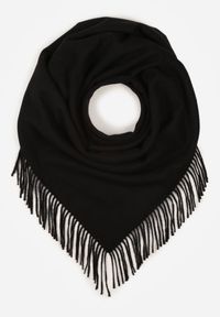 Born2be - Czarny Trójkątny Szalik z Wiskozy i Bawełny z Frędzlami Vetirala. Okazja: na co dzień, do pracy, na spotkanie biznesowe. Kolor: czarny. Materiał: bawełna, wiskoza. Styl: biznesowy, casual, elegancki #2