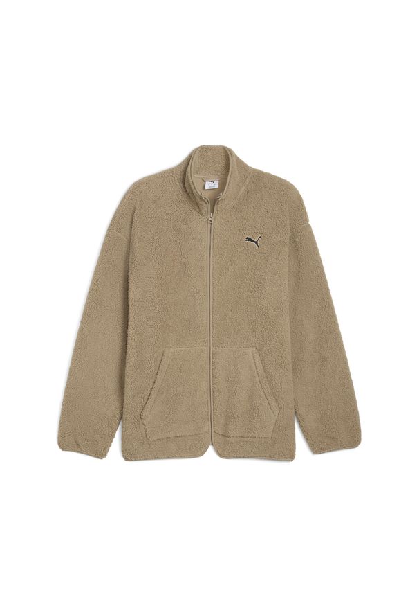 Puma - Męska rozpinana bluza typu sherpa Essentials Elevated na zimę o luźnym kroju. Kolor: beżowy. Sezon: zima. Sport: bieganie