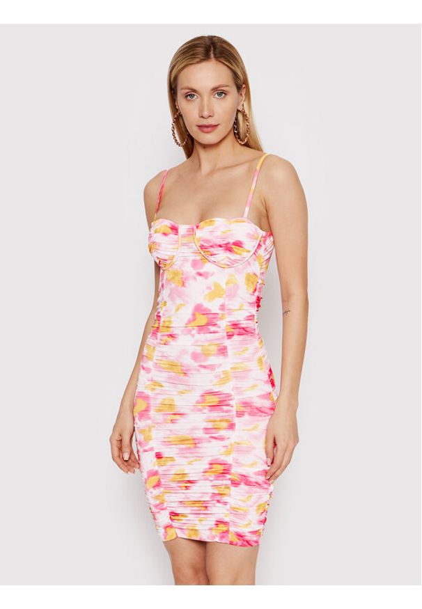 DeeZee Sukienka koktajlowa Sally ILF002 Kolorowy Slim Fit. Kolor: różowy. Materiał: syntetyk. Wzór: kolorowy. Styl: wizytowy