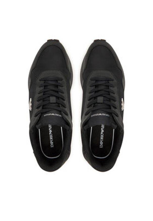 Emporio Armani Sneakersy EM003738 AF19532 MC005 Czarny. Kolor: czarny. Materiał: zamsz, skóra