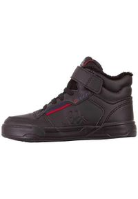 Buty do chodzenia dla dzieci Kappa Mangan II Ice K. Wysokość cholewki: za kostkę. Zapięcie: rzepy. Kolor: czarny. Materiał: materiał, syntetyk, tkanina. Szerokość cholewki: normalna. Sport: turystyka piesza