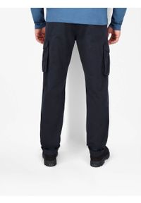 Volcano - Granatowe spodnie bojówki męskie R‑HAMPTER. Kolor: niebieski. Materiał: materiał, bawełna, skóra. Wzór: haft. Styl: klasyczny #1