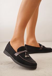 Born2be - Czarne Eleganckie Mokasyny VICES z Imitacji Zamszu ze Skórzaną Wkładką Jaenith. Okazja: na co dzień, na spotkanie biznesowe. Kolor: czarny. Materiał: zamsz, skóra. Wzór: aplikacja. Styl: elegancki #4