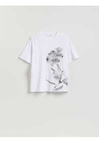Reserved - Bawełniany t-shirt z nadrukiem - biały. Kolor: biały. Materiał: bawełna. Wzór: nadruk #1
