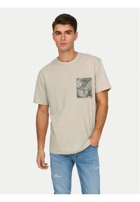 Only & Sons T-Shirt 22025286 Beżowy Regular Fit. Kolor: beżowy. Materiał: bawełna #1