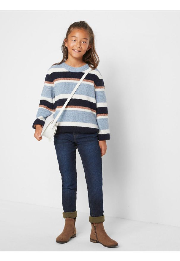 bonprix - Dżinsy termiczne na podszewce z dżerseju, średni stan. Kolor: niebieski