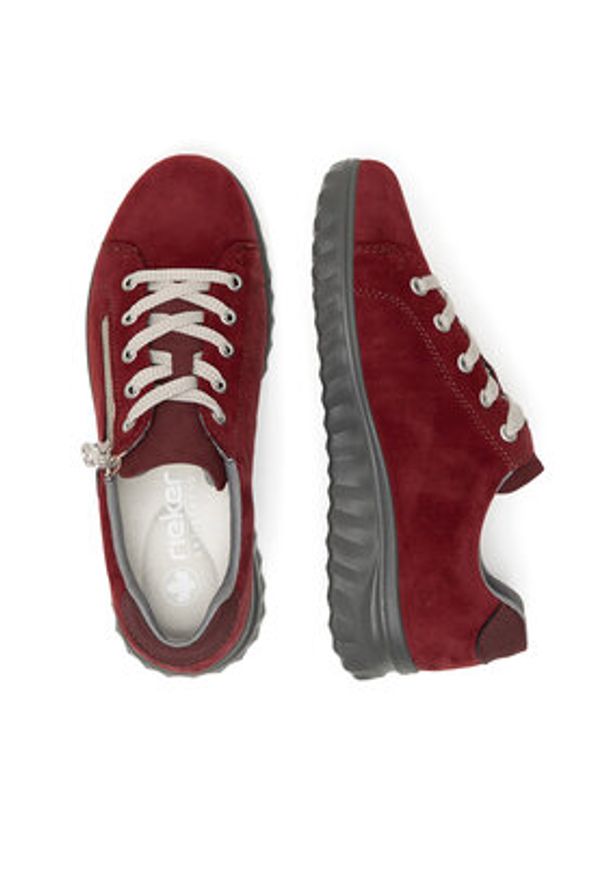 Rieker Półbuty 59000-35 Bordowy. Kolor: czerwony. Materiał: zamsz, skóra