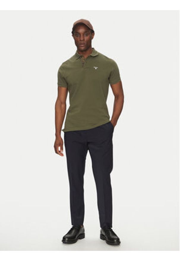 Barbour Polo Tartan MML0012OL51 Khaki Regular Fit. Typ kołnierza: polo. Kolor: brązowy. Materiał: bawełna