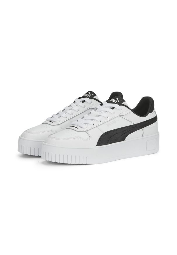 Buty do chodzenia damskie Puma Carina Street. Okazja: na co dzień. Kolor: biały, wielokolorowy, czarny, szary. Materiał: materiał, syntetyk. Obcas: na platformie. Sport: turystyka piesza
