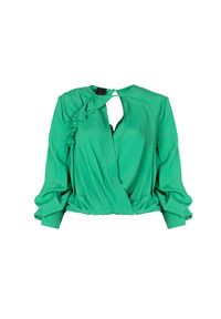Pinko Bluzka "Giac" | 1B14G1 8019 | Kobieta | Zielony. Okazja: do pracy, na spotkanie biznesowe, na co dzień. Typ kołnierza: dekolt kopertowy. Kolor: zielony. Materiał: acetat, jedwab. Styl: casual, elegancki, biznesowy #3