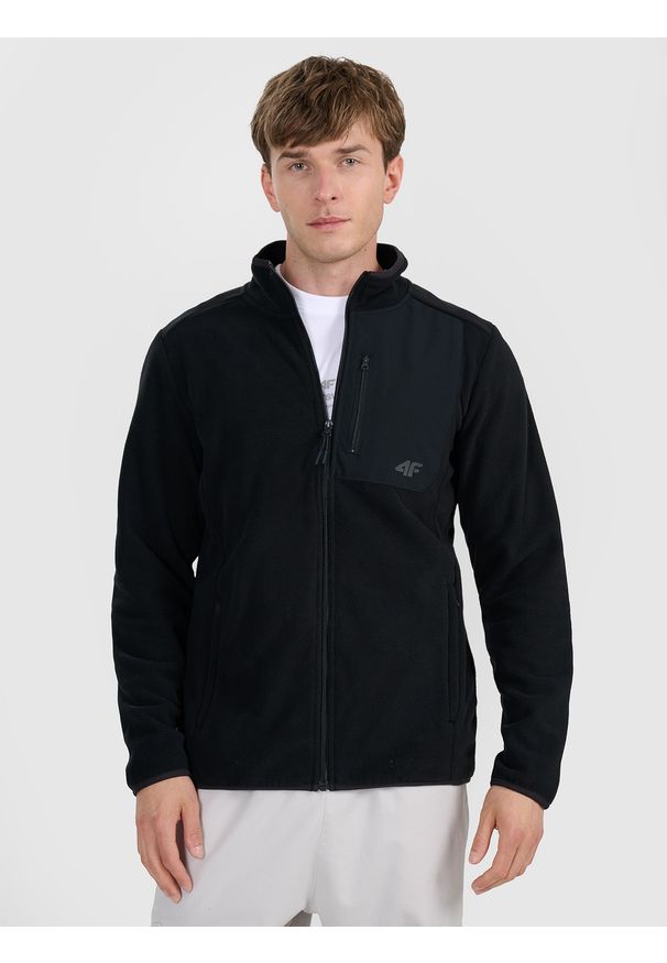 4f - 4F Polar ze stójką regular męski - czarny XXL. Typ kołnierza: kołnierzyk stójkowy. Kolor: czarny. Materiał: polar. Sport: wspinaczka