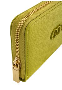 Ochnik - Duży limonkowy portfel damski z logo. Kolor: zielony. Materiał: skóra #6