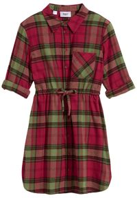 bonprix - Sukienka koszulowa z flaneli. Kolor: czerwony. Typ sukienki: koszulowe #1