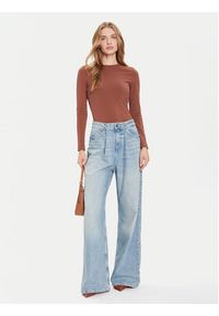 Guess Jeans Bluzka W4YI22 J1314 Brązowy Slim Fit. Kolor: brązowy. Materiał: bawełna #3