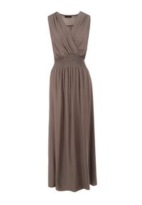 Born2be - Ciemnozielona Sukienka Clymiolea. Kolor: zielony. Materiał: tkanina, wiskoza. Długość rękawa: na ramiączkach. Wzór: jednolity. Typ sukienki: kopertowe. Styl: elegancki. Długość: maxi #2