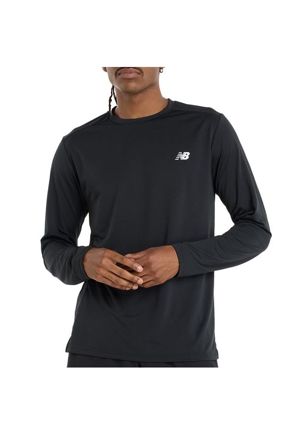Koszulka męska New Balance MT51802BK - czarna. Kolor: czarny. Materiał: poliester, materiał. Długość rękawa: długi rękaw. Sport: fitness