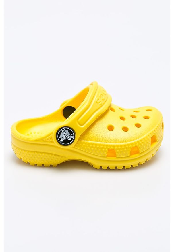 Crocs - Klapki dziecięce. Nosek buta: okrągły. Kolor: żółty. Materiał: syntetyk, materiał