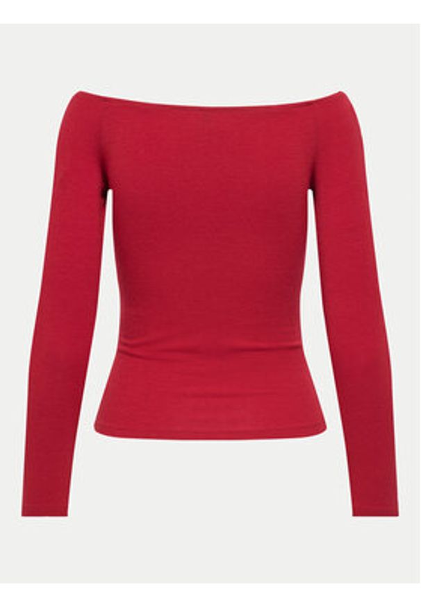 only - ONLY Bluzka Glamour 15339763 Czerwony Slim Fit. Kolor: czerwony. Materiał: syntetyk. Styl: glamour