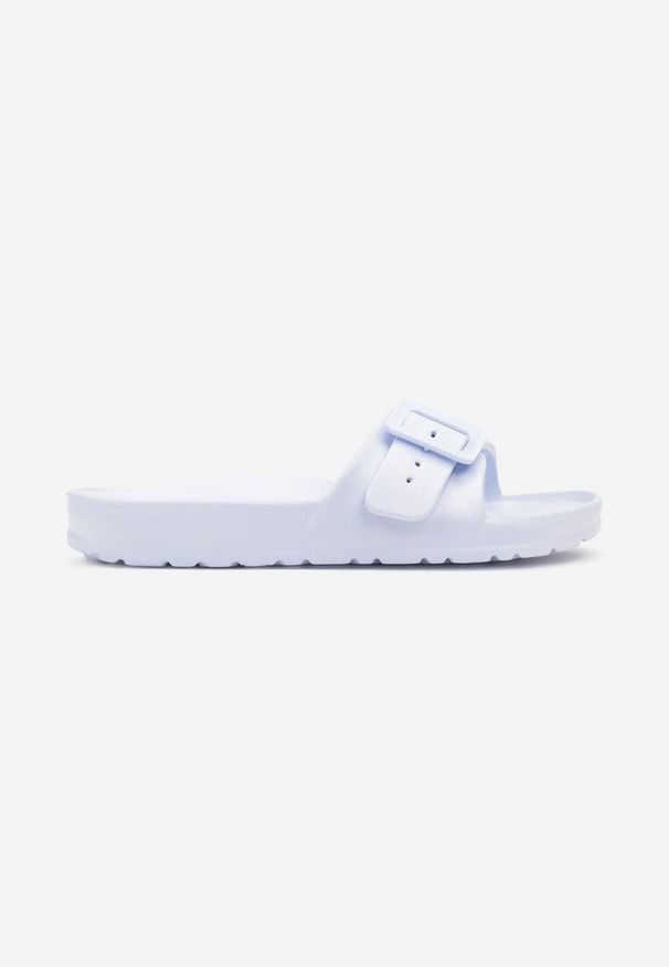 Born2be - Jasnoniebieskie Płaskie Piankowe Klapki z Klamerką Nelithia. Nosek buta: otwarty. Kolor: niebieski. Materiał: guma. Obcas: na obcasie. Styl: klasyczny. Wysokość obcasa: niski