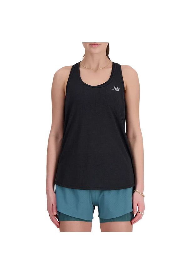 Koszulka damska New Balance WT41250BKH - czarna. Kolor: czarny. Materiał: poliester. Sport: fitness