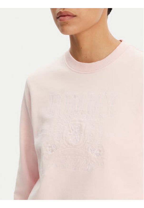 Tommy Jeans Bluza Tonal Crest DW0DW20637 Różowy Regular Fit. Kolor: różowy. Materiał: bawełna