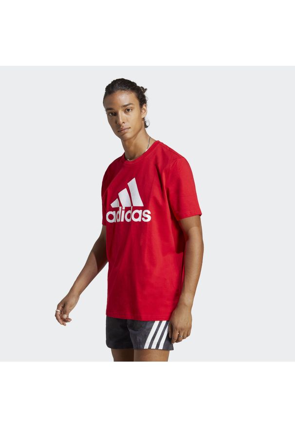 Adidas - Koszulka męska adidas Essentials. Kolor: czerwony. Materiał: bawełna, dzianina. Sport: fitness