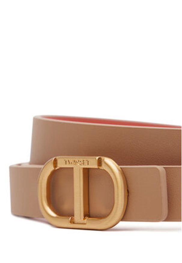 TwinSet - TWINSET Pasek Damski 251TA4381 Beżowy. Kolor: beżowy. Materiał: skóra